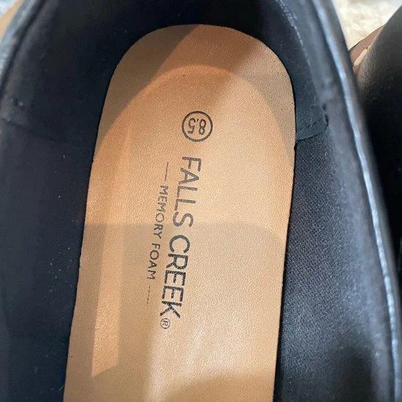 Falls Creek Black Leather Penny Loafers with Lug Sole - Picture 6 of 7